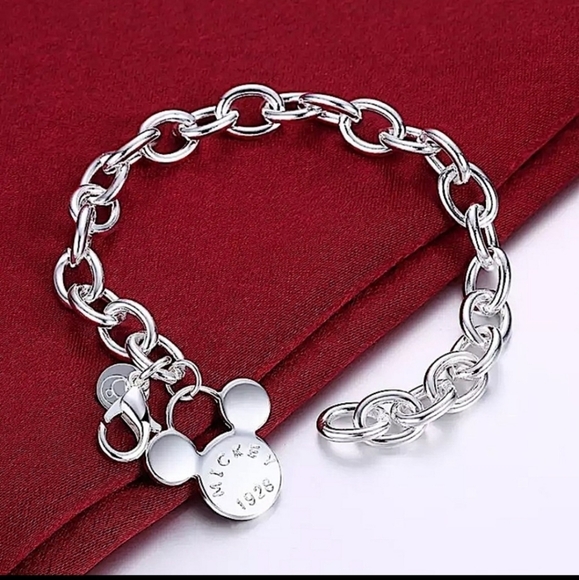 Mickey Mouse Sterling Silver Matching Necklace Bracelet Set - Picture 8 of 13